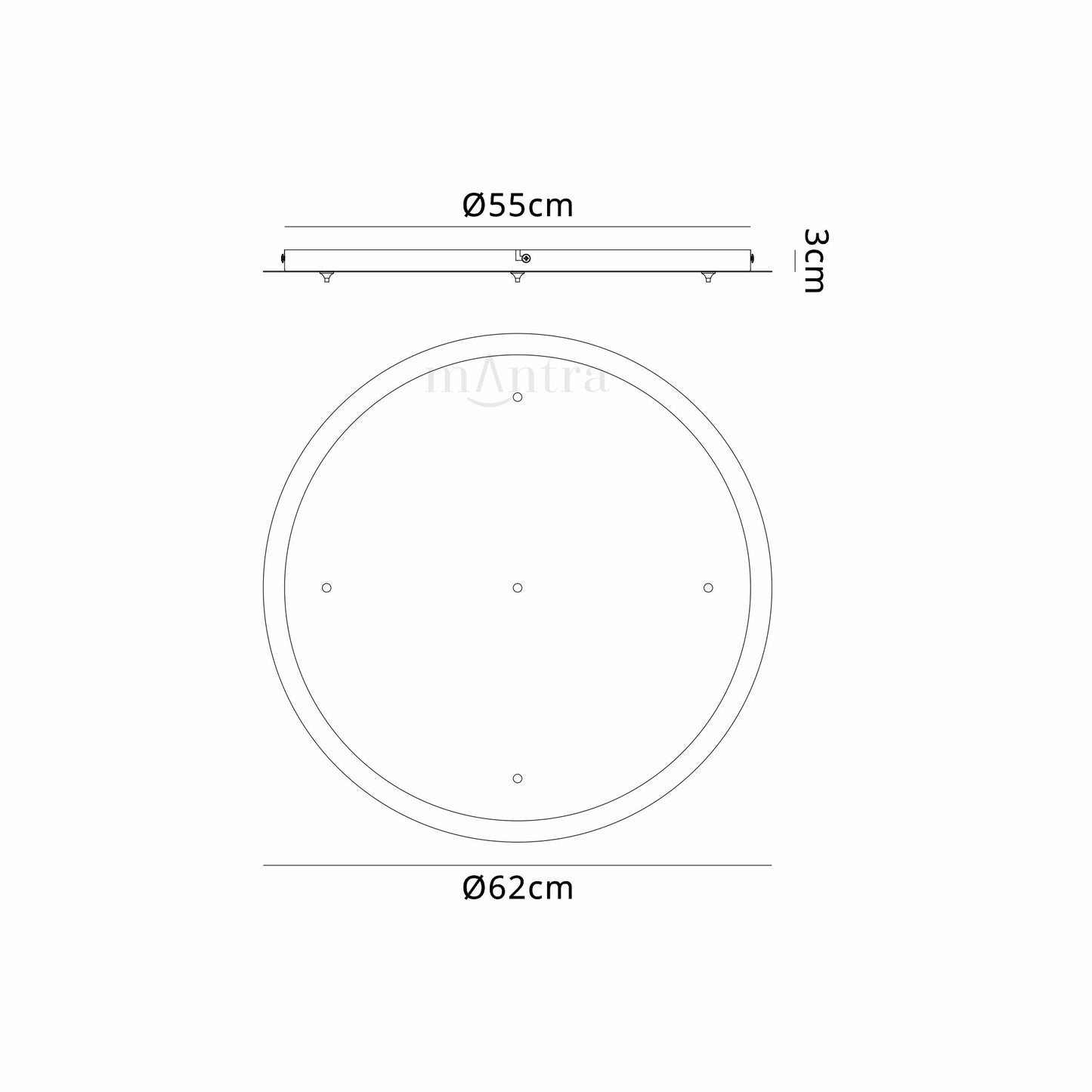 Elsa 5 Hole 600mm Round Canopy Kit, Black by Mantra
