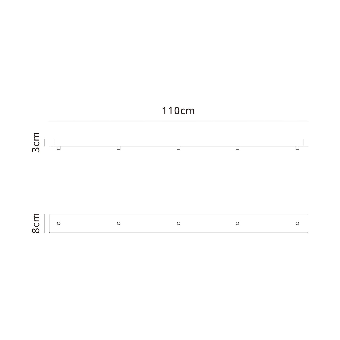 Tonic 5 Hole 1100 x 80mm Rectangular Canopy Kit, Black by Mantra