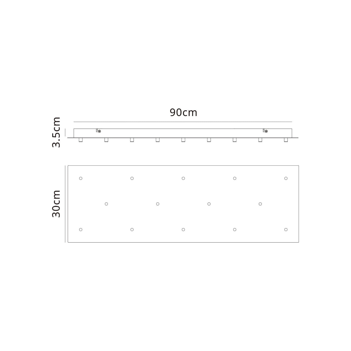 Tonic 14 Hole 900 x 300mm Rectangular Canopy Kit, Black by Mantra