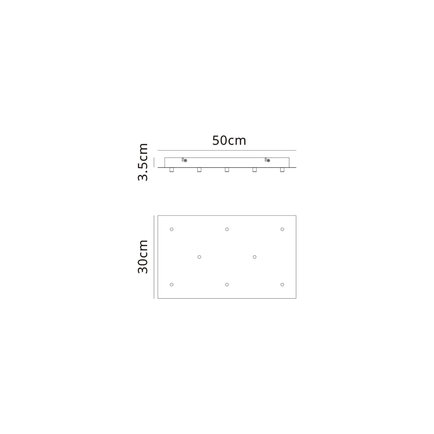 Tonic 8 Hole 500 x 300mm Rectangular Canopy Kit, Black by Mantra