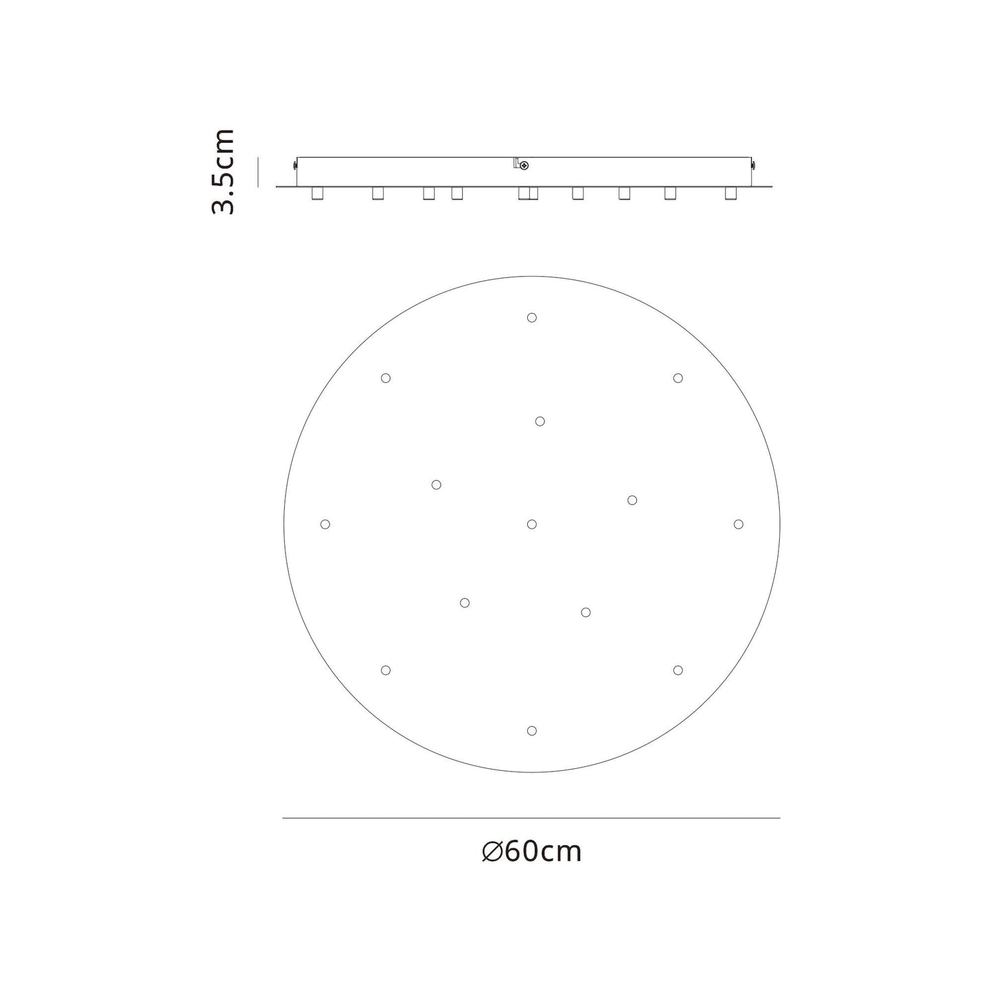 Tonic 14 Hole 600mm Round Canopy Kit, Black by Mantra