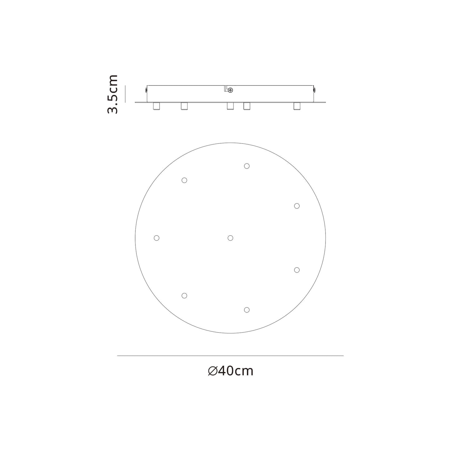 Tonic 8 Hole 400mm Round Canopy Kit, Black by Mantra