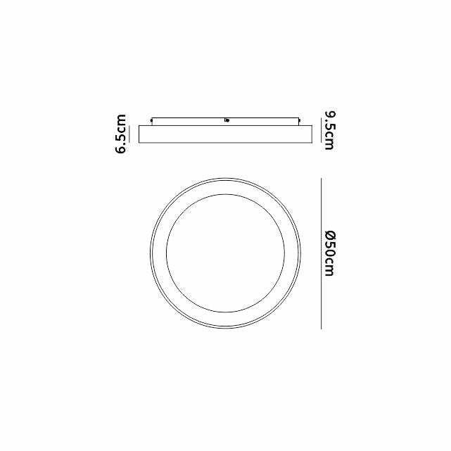 Niseko II Ring Ceiling 50cm 40W LED, 2700K-5000K Tuneable, 2950lm, Remote Control & APP, Black, 3yrs Warranty by Mantra