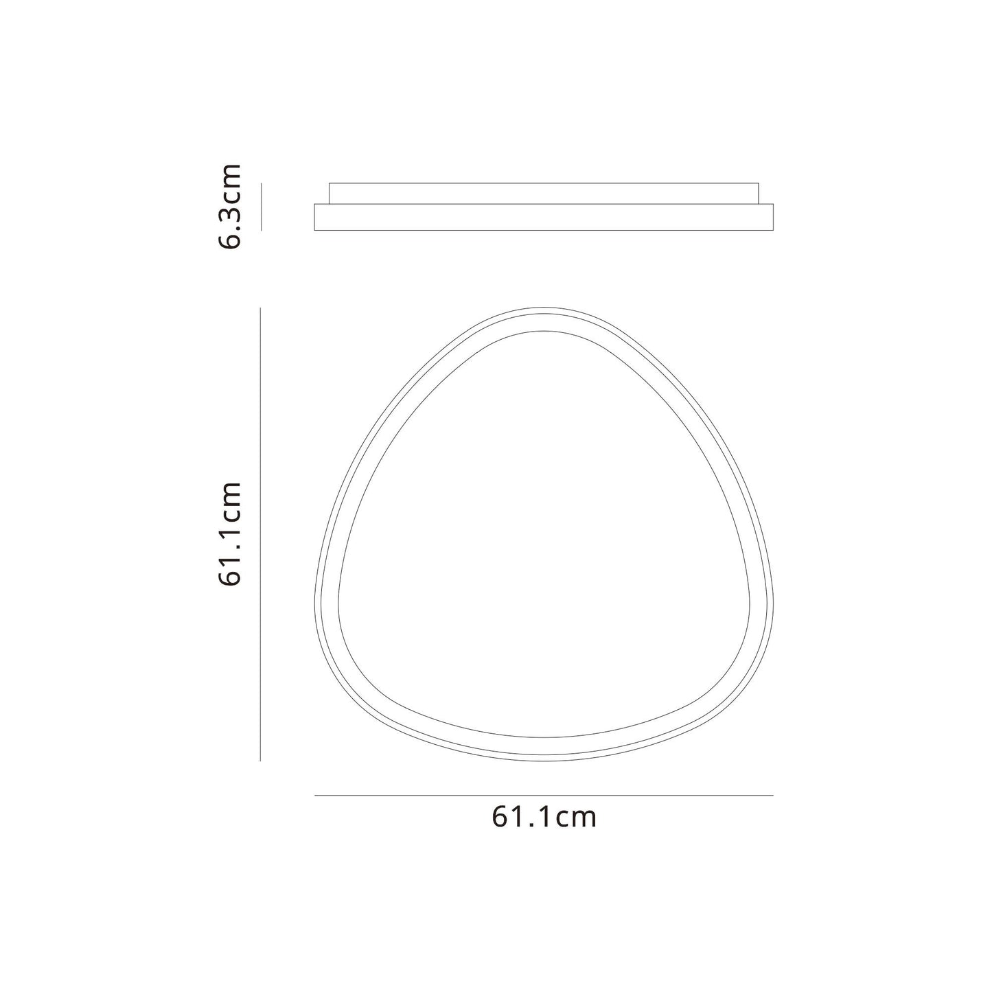 Niseko II Triangular Ceiling 61cm 50W LED, 2700K-5000K Tuneable, 3000lm, Remote Control, Wood, 3yrs Warranty by Mantra