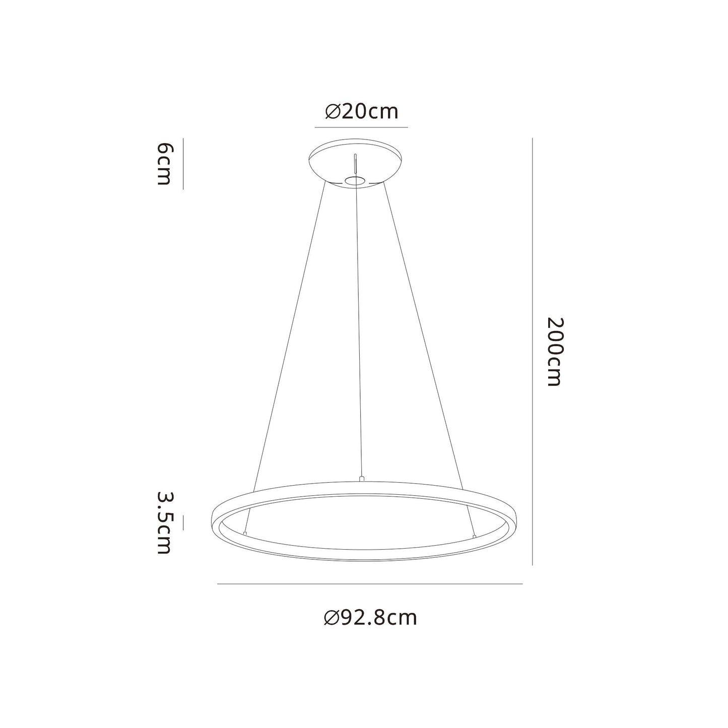 Riumar Ring Pendant 92cm 60W+20W LED, 3 Way Relay, 3000K, 5800lm, Black, 3yrs Warranty by Mantra