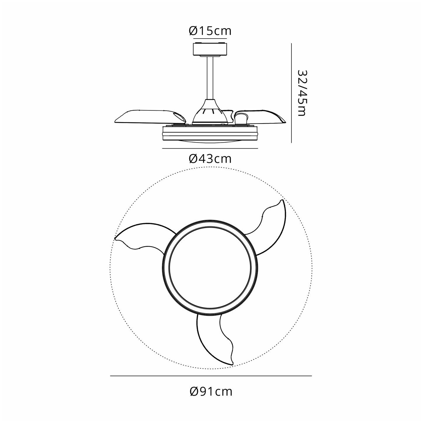 North 40W LED Dimmable White/RGB Ceiling Light With Built-In 28W DC Reversible Fan, Remote Control 3000-6500K, 2500lm, White, 5yrs Warranty by Mantra