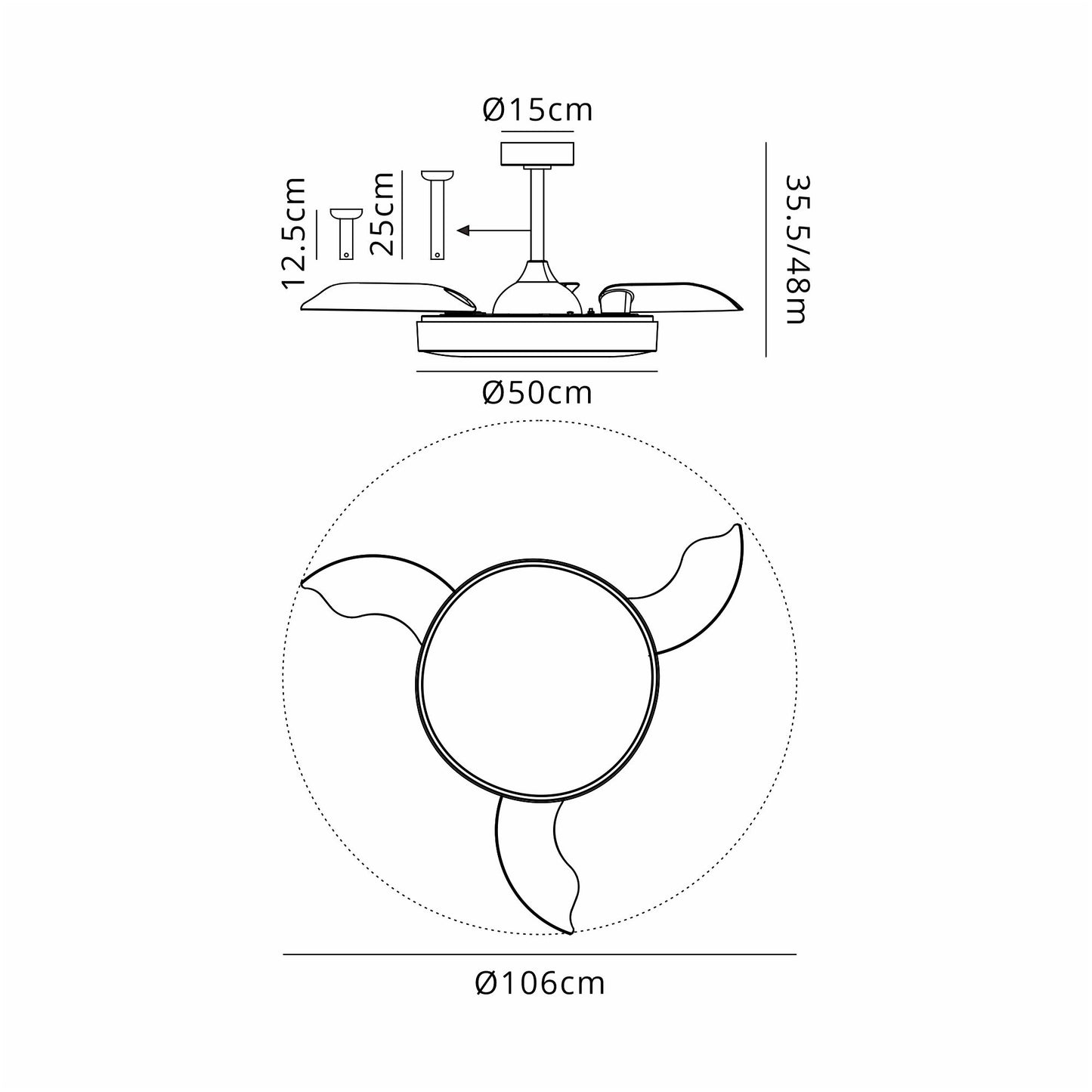 Alaska 60W LED Dimmable Ceiling Light With Built-In 30W DC Fan, 2700-5000K Remote & APP Control, 3300lm, White, 5yrs Warranty by Mantra