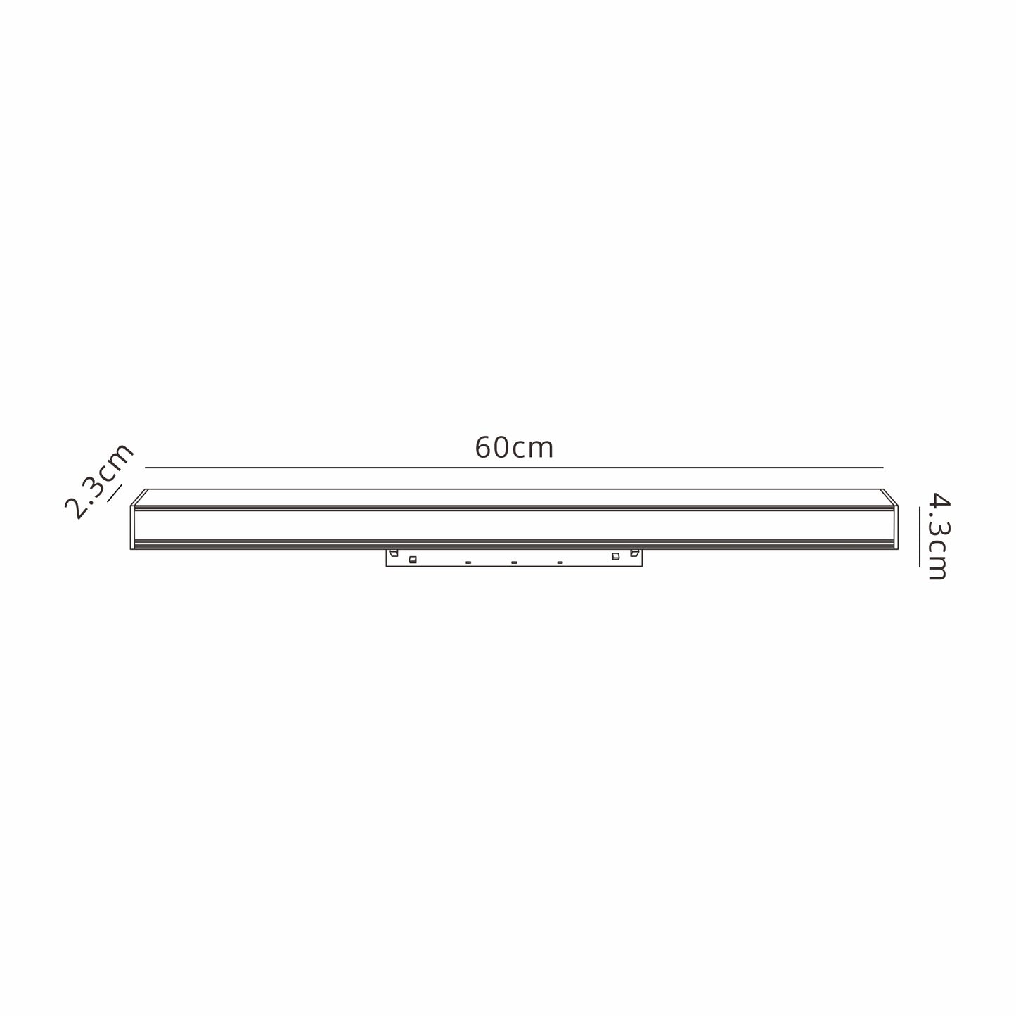 Magneto Linear Light Diffuser, 600mm,16W LED, 4000K, 1340lm, Black, 3yrs Warranty by Mantra