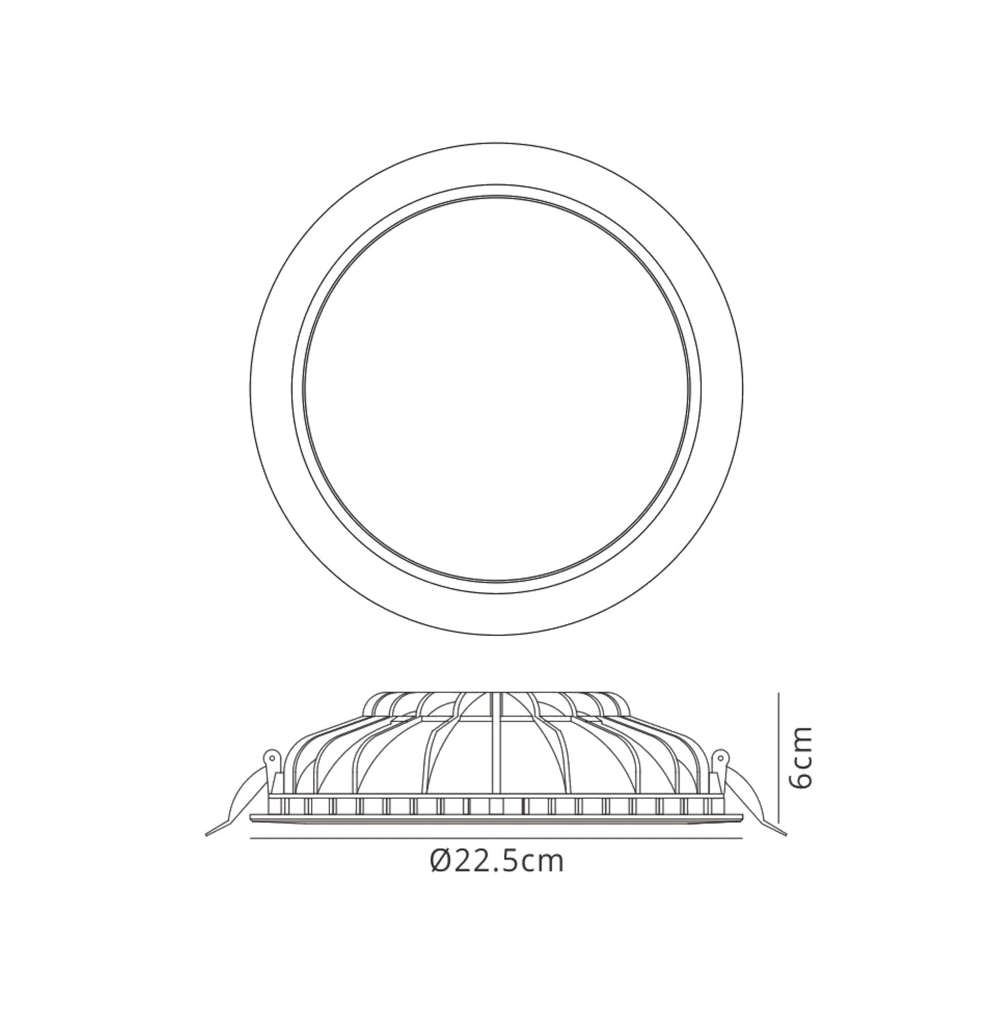 Cabrera Downlight 22.5cm Round 24W LED 4000K, 2160lm, Matt White, Cut Out: 210mm, Driver Included, 3yrs Warranty by Mantra