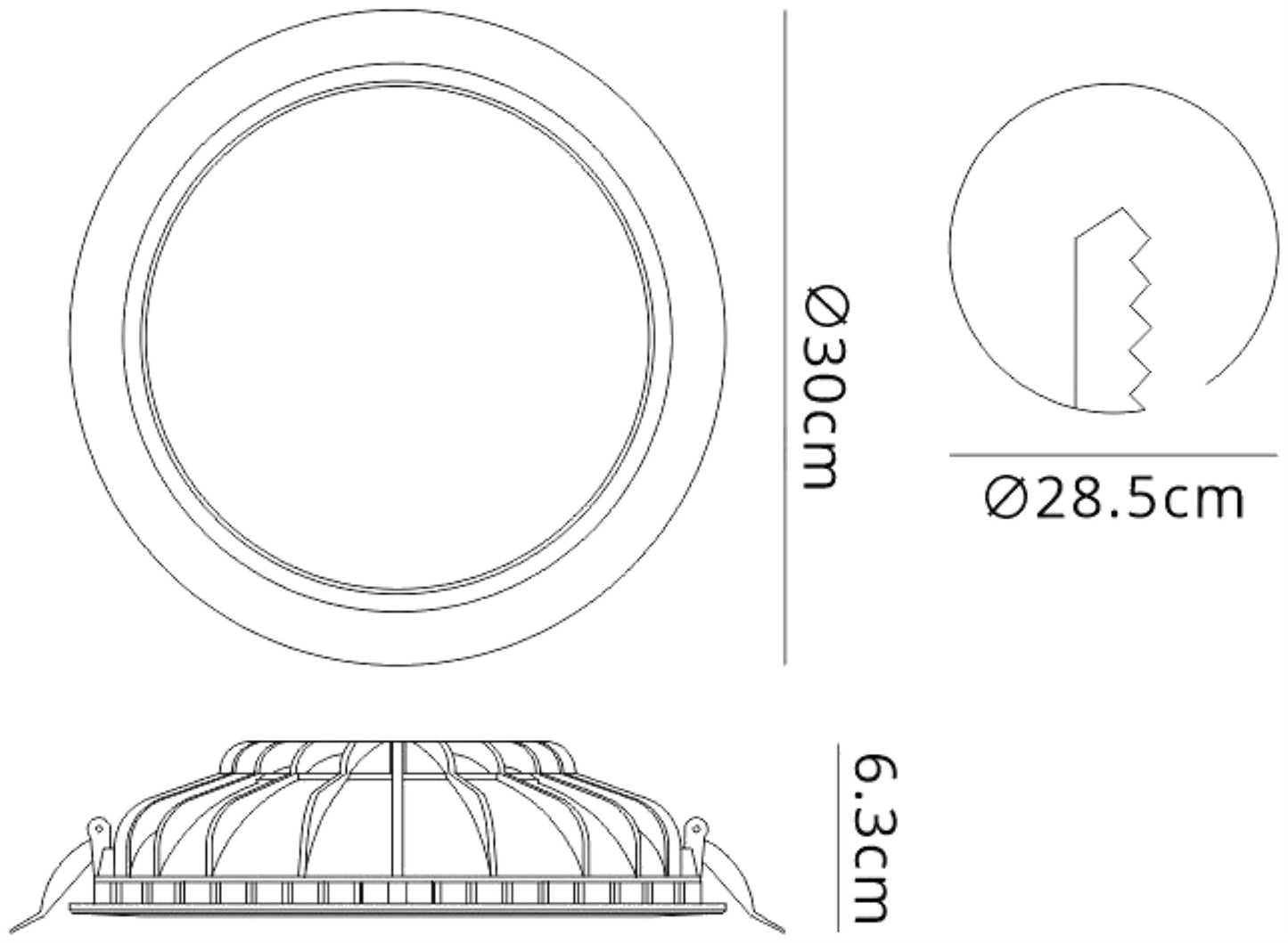 Cabrera Downlight 30cm Round 30W LED 4000K, 2600lm, Matt White, Cut Out: 285mm, Driver Included, 3yrs Warranty by Mantra