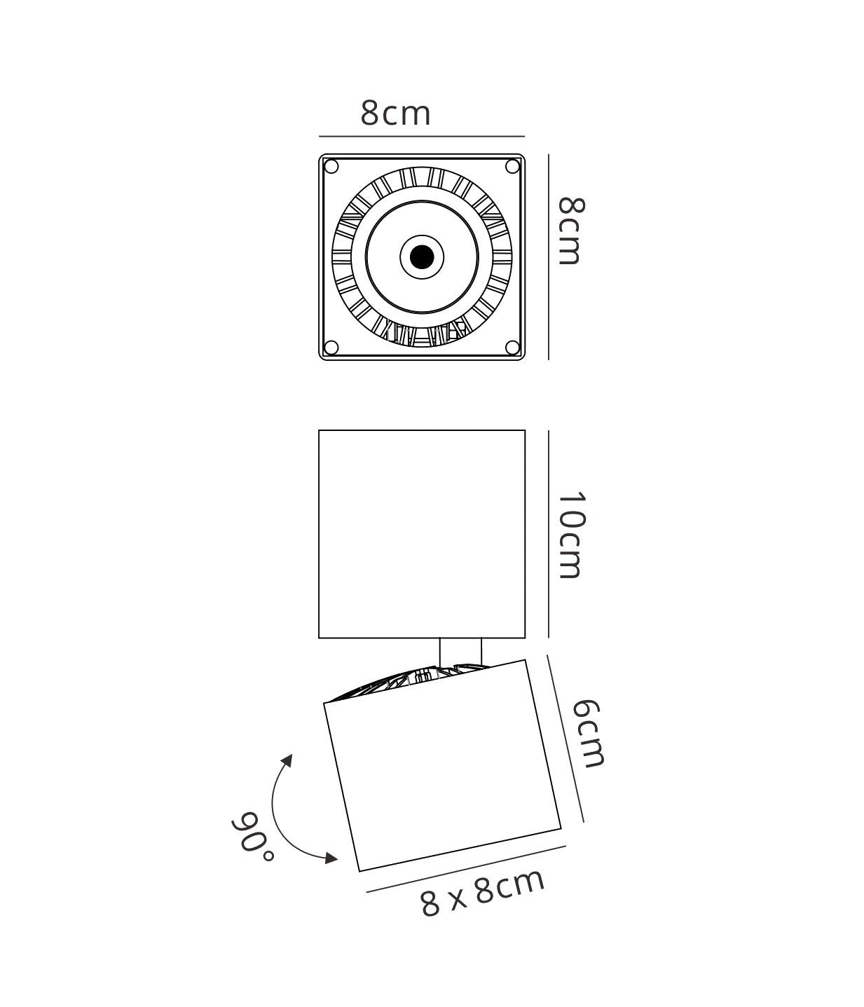 Columbretes Spotlight 7.6cm Square 12W LED 3000K, 1040lm, Matt White, 3yrs Warranty by Mantra