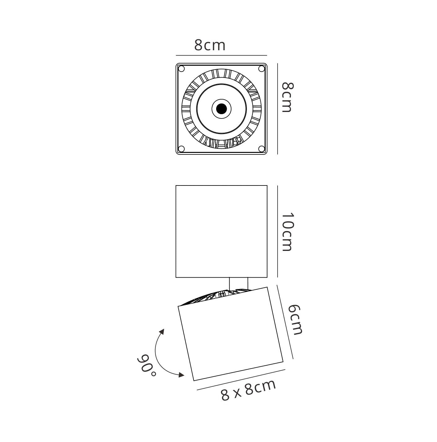 Columbretes Spotlight 7.6cm Square 12W LED 4000K, 1090lm, Matt White, 3yrs Warranty by Mantra