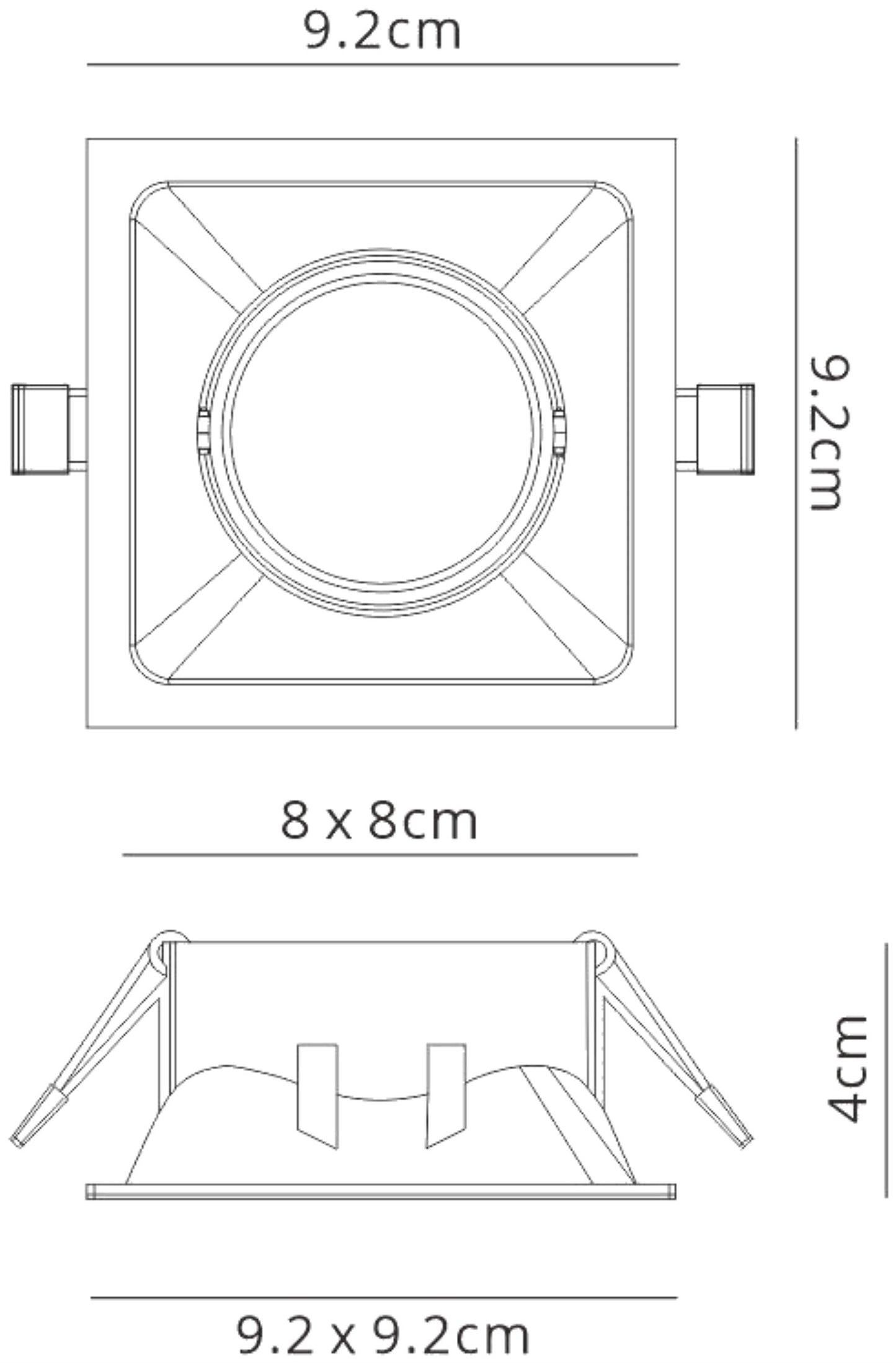 Comfort 9.2cm Square Downlight GU10, Matt Black, Cut Out: 80mm, Lampholder Included by Mantra