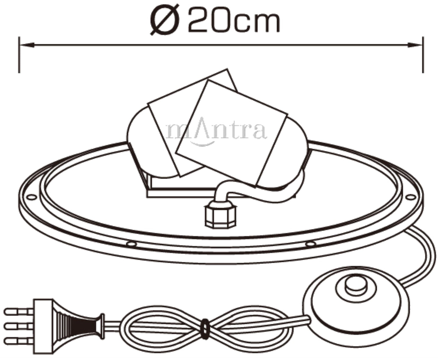 E27 Plate 2 Light CFL Indoor With Foot Switch, White by Mantra