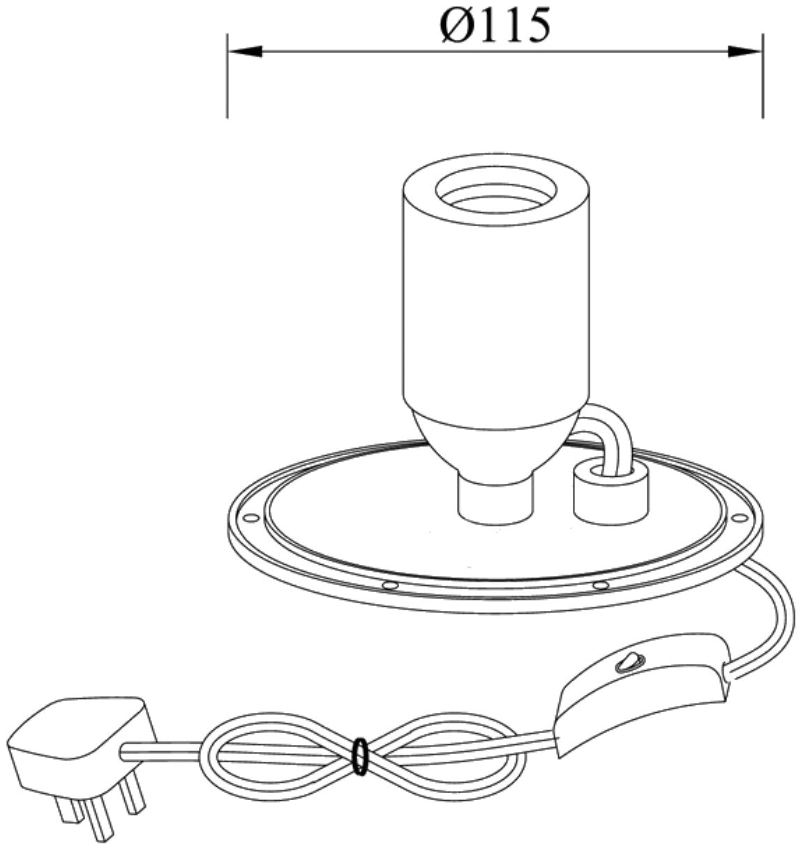 E27 Plate 1 Light CFL Indoor With Switch, White by Mantra