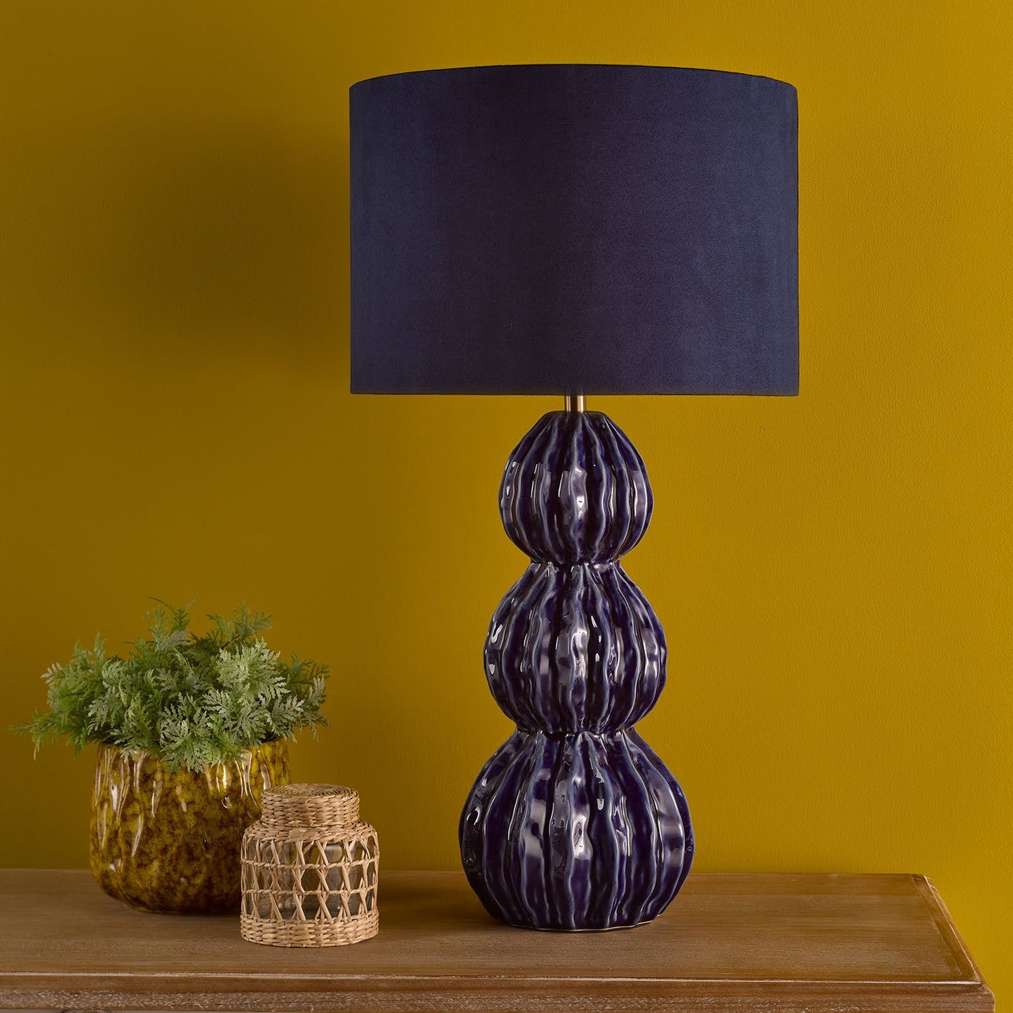 Lorelai Ceramic Table Lamp Blue With Shade