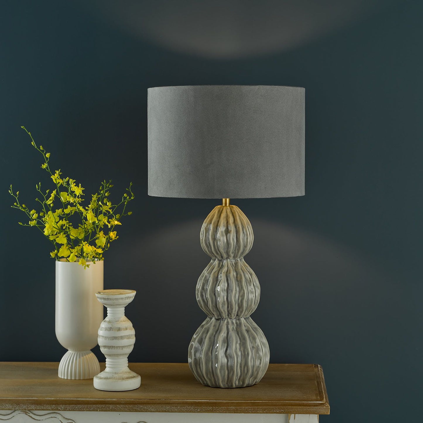 Lorelai Ceramic Table Lamp Grey With Shade