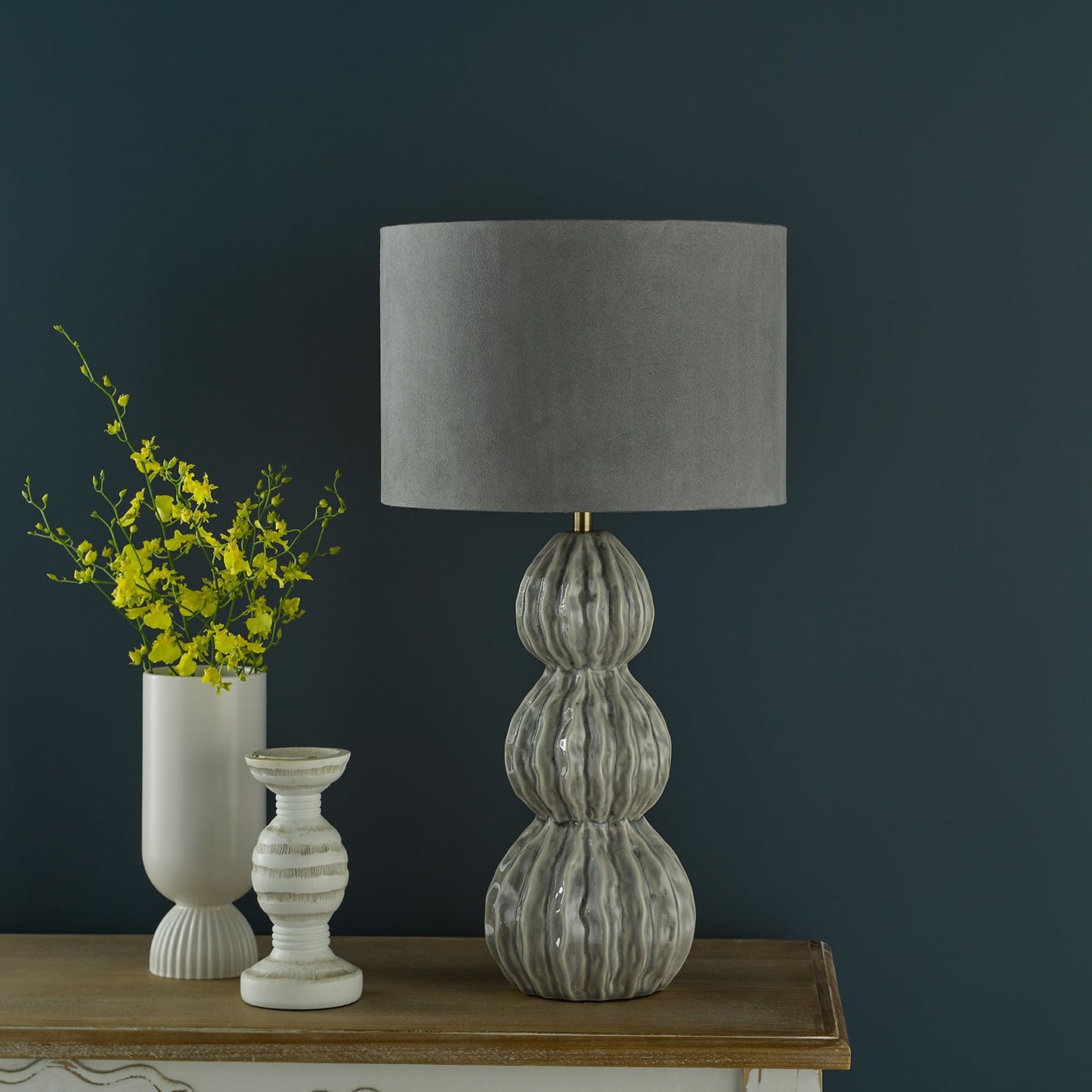 Lorelai Ceramic Table Lamp Grey With Shade