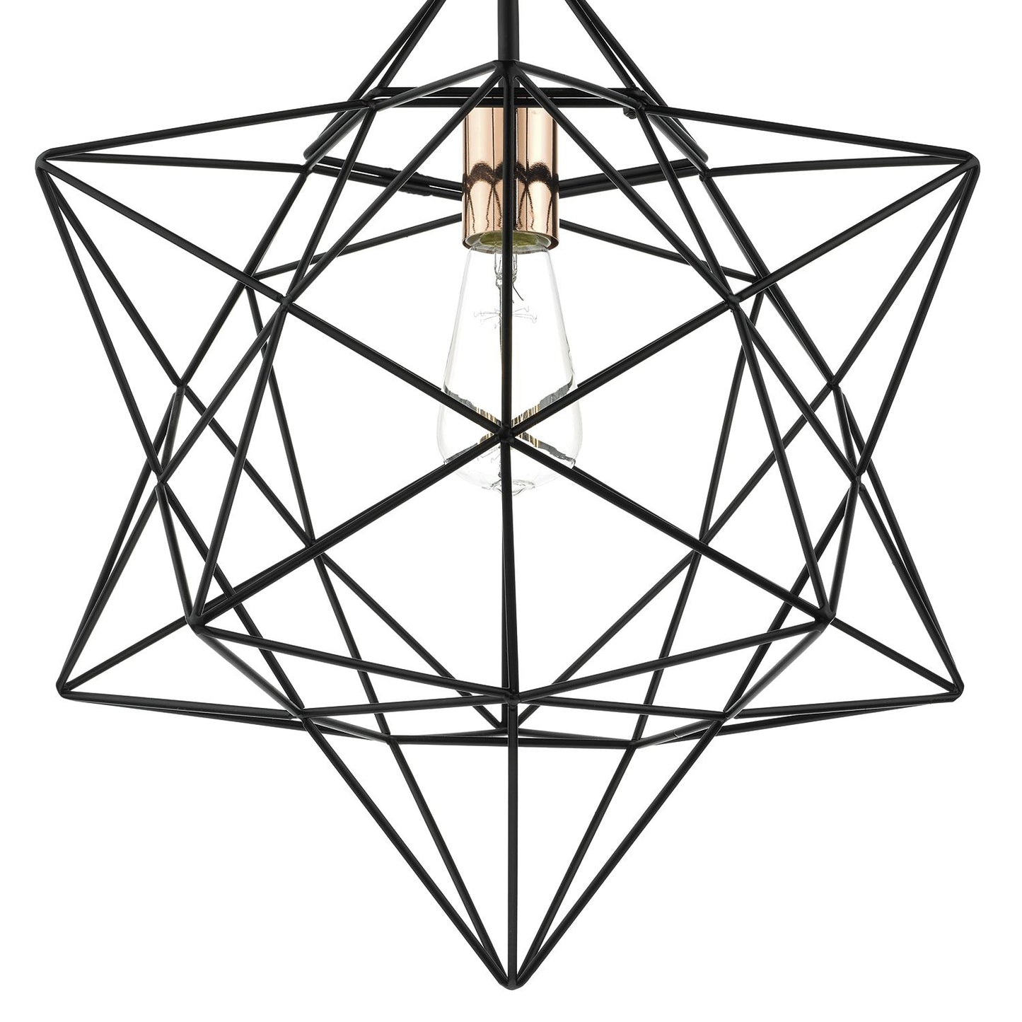 Luanda 1 Light Pendant Matt Black & Bright Copper