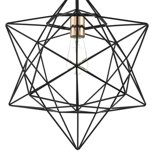 Luanda 1 Light Pendant Matt Black & Bright Copper