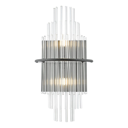 Lukas 2 Light Wall Light Satin Black and Glass