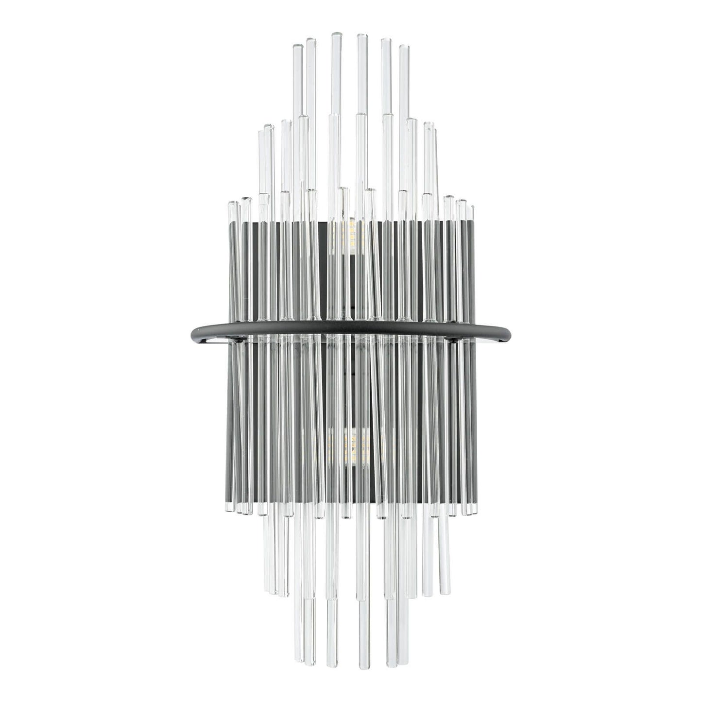 Lukas 2 Light Wall Light Satin Black and Glass