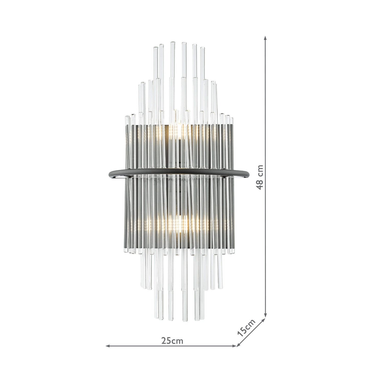 Lukas 2 Light Wall Light Satin Black and Glass