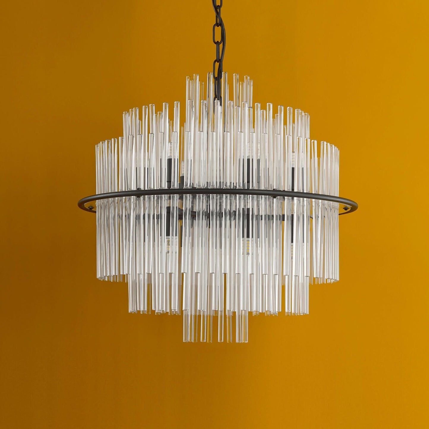 Lukas 13 Light Pendant Satin Black and Glass