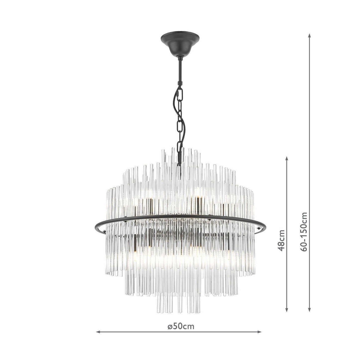 Lukas 13 Light Pendant Satin Black and Glass