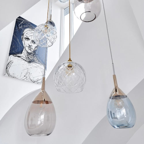 Lute Pendant lamp XL Deep blue Copper