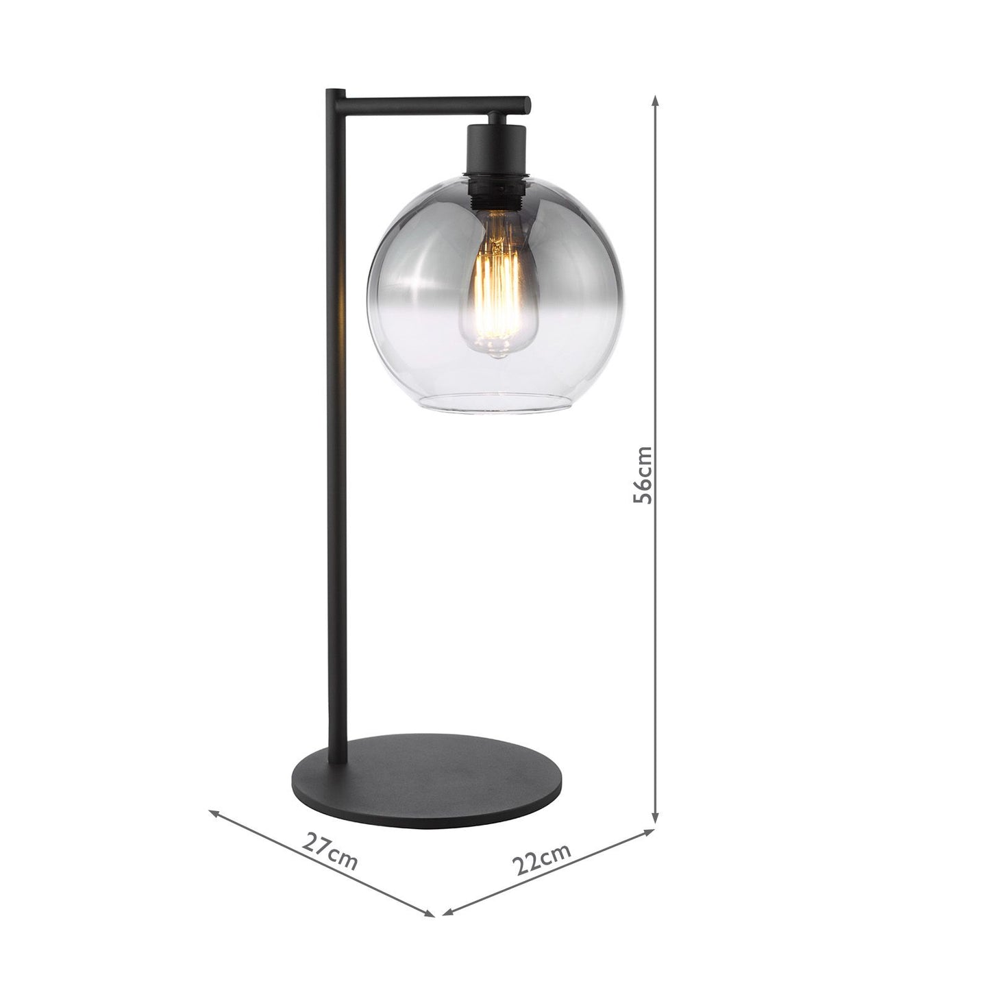 Lycia Table Lamp Matt Black and Smoked Ombre Glass