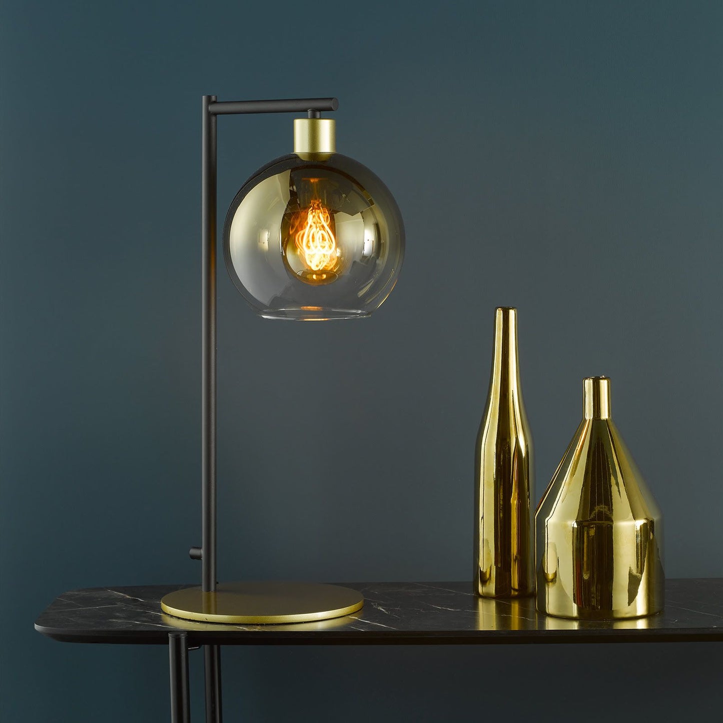 Lycia Table Lamp Satin Gold and Gold Ombre Glass