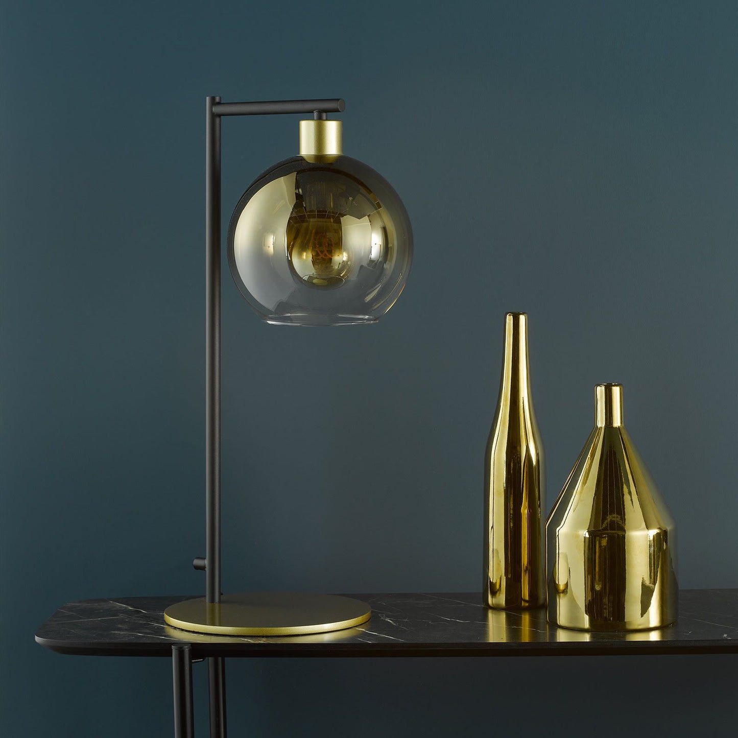 Lycia Table Lamp Satin Gold and Gold Ombre Glass