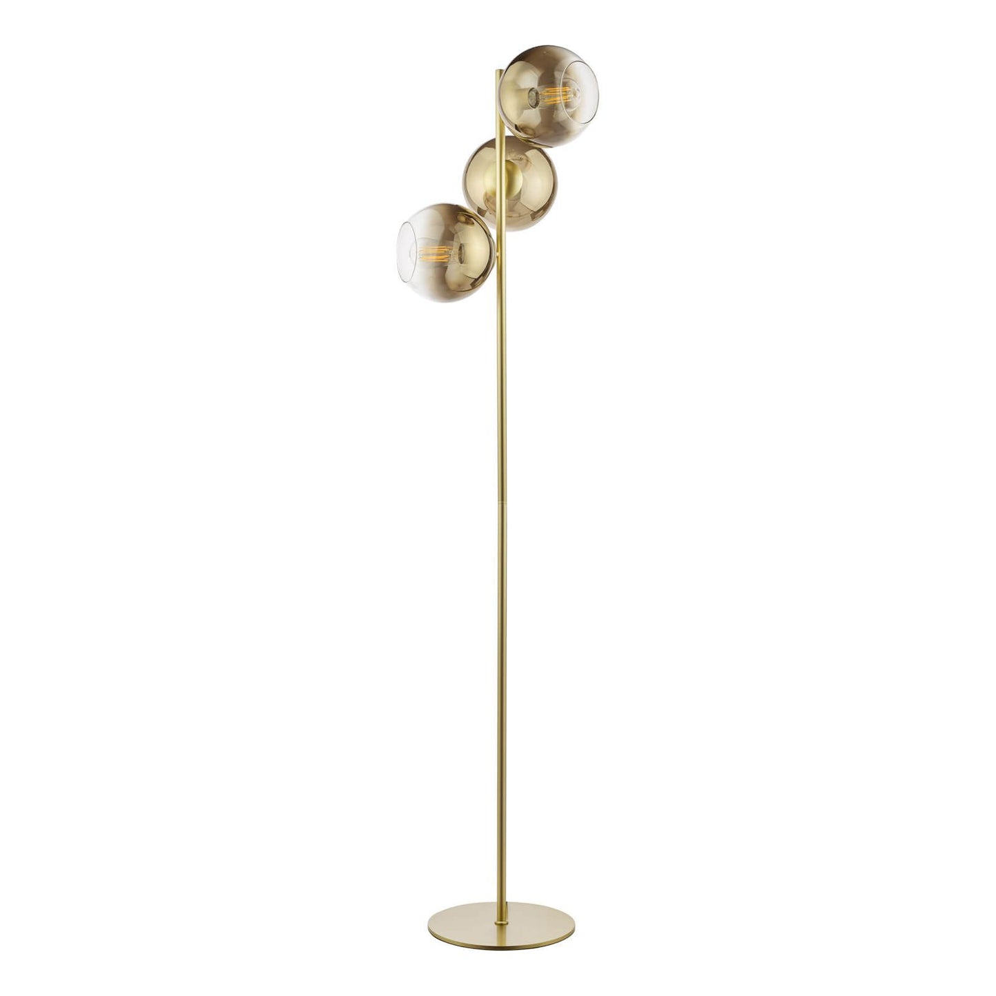 Lycia 3 Light Floor Lamp Satin Gold and Gold Ombre Glass