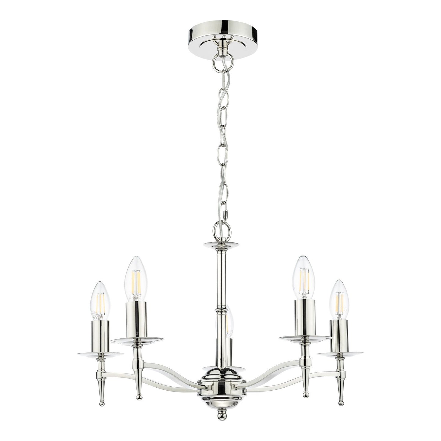 English Heritage Marble Hill 5 Light Armed Pendant Polished Nickel Fitting Only