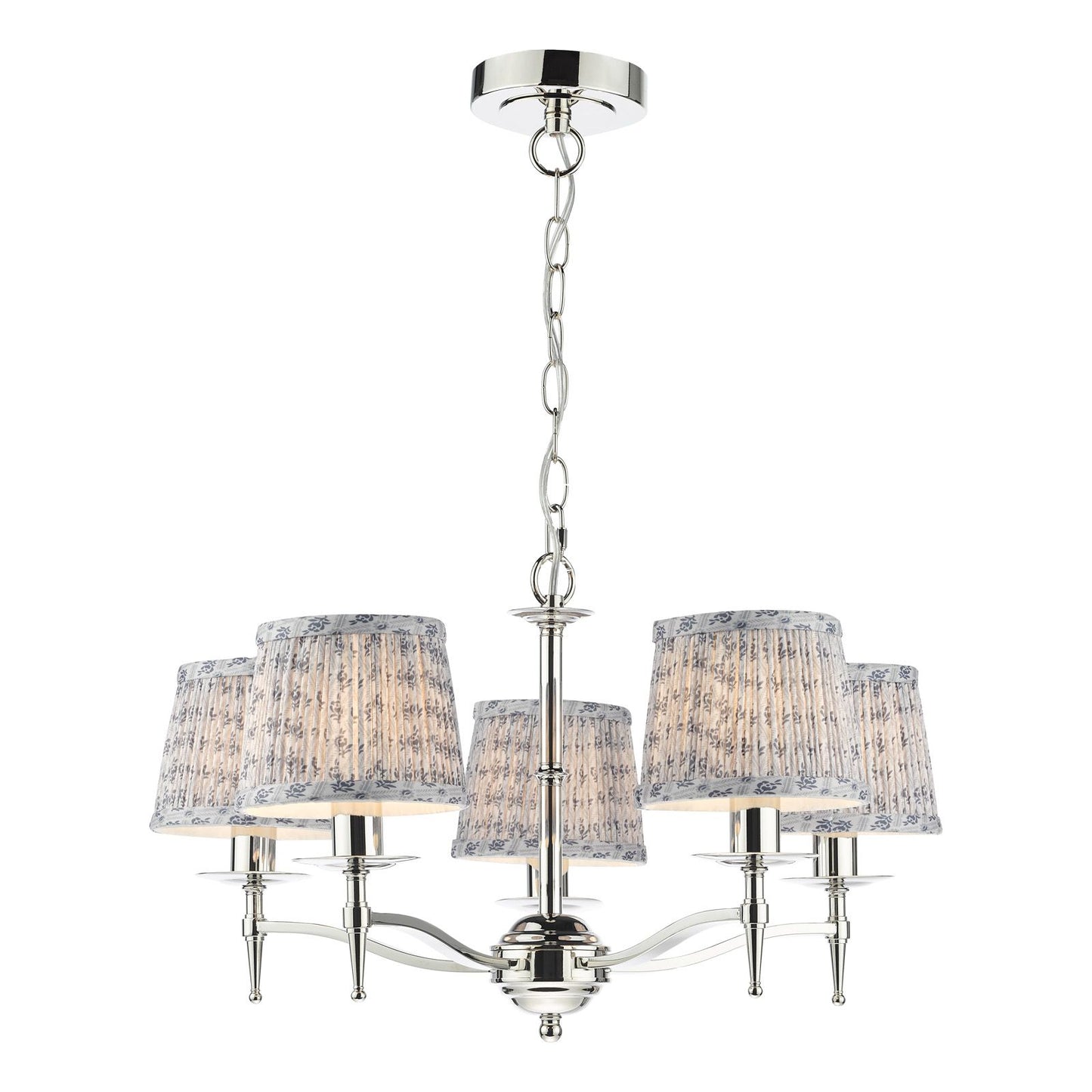 English Heritage Marble Hill 5 Light Armed Pendant Polished Nickel Fitting Only
