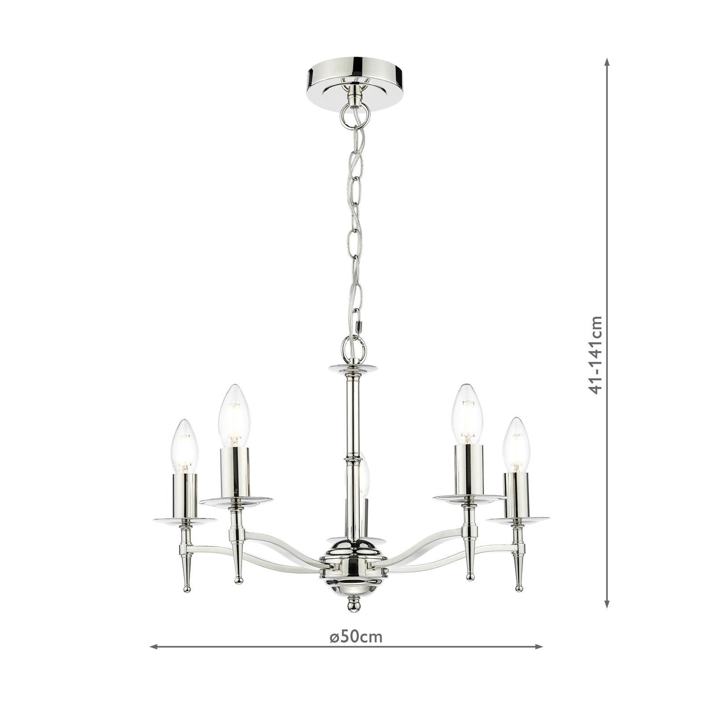 English Heritage Marble Hill 5 Light Armed Pendant Polished Nickel Fitting Only