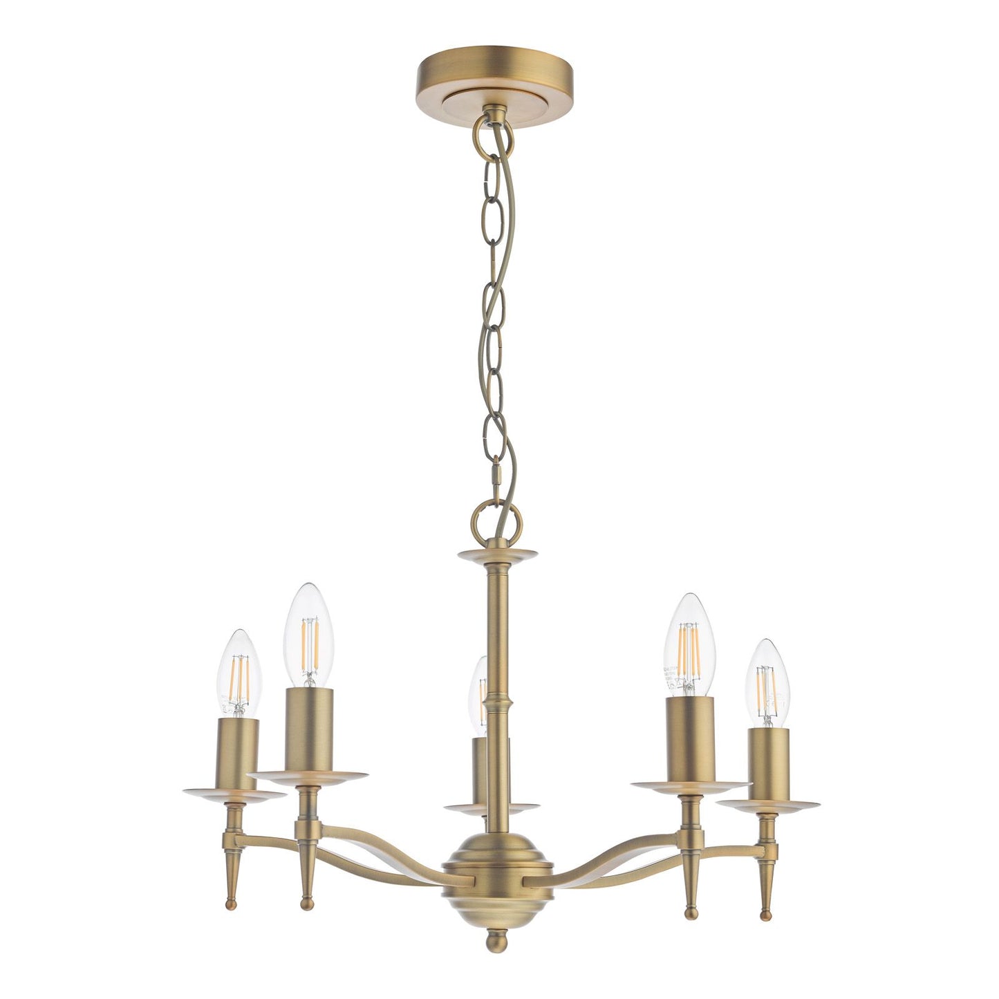 English Heritage Marble Hill 5 Light Armed Pendant Aged Brass Fitting Only