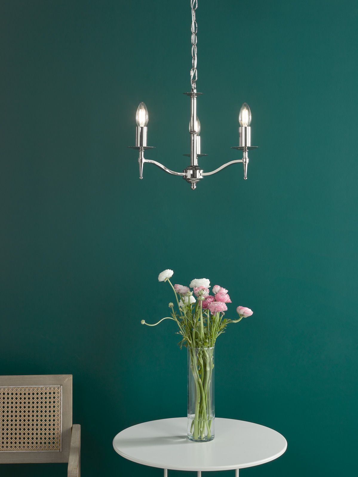 English Heritage Marble Hill 3 Light Armed fitting Polished Nickel Fitting Only