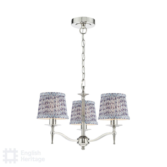 English Heritage Marble Hill 3 Light Armed Fitting Polished Nickel With Shade