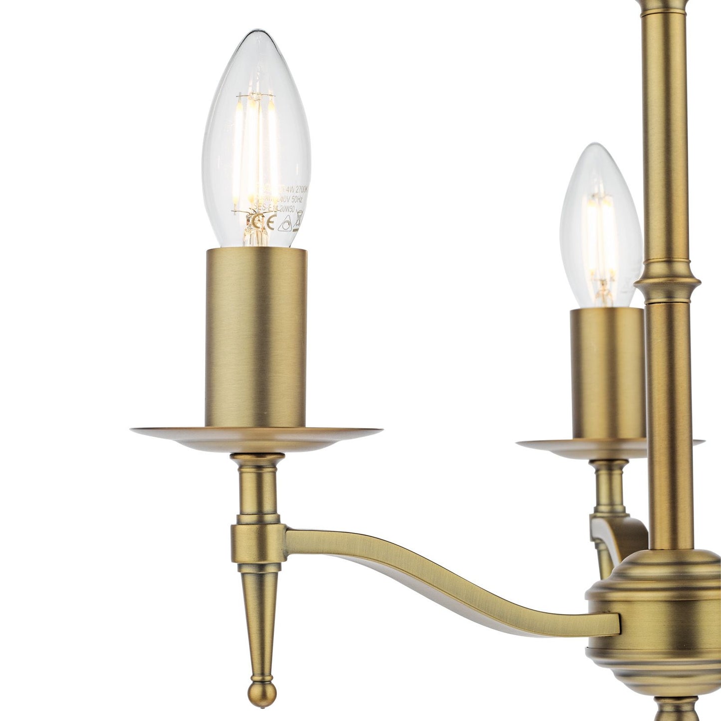 English Heritage Marble Hill 3 Light Armed Fitting Aged Brass Fitting Only