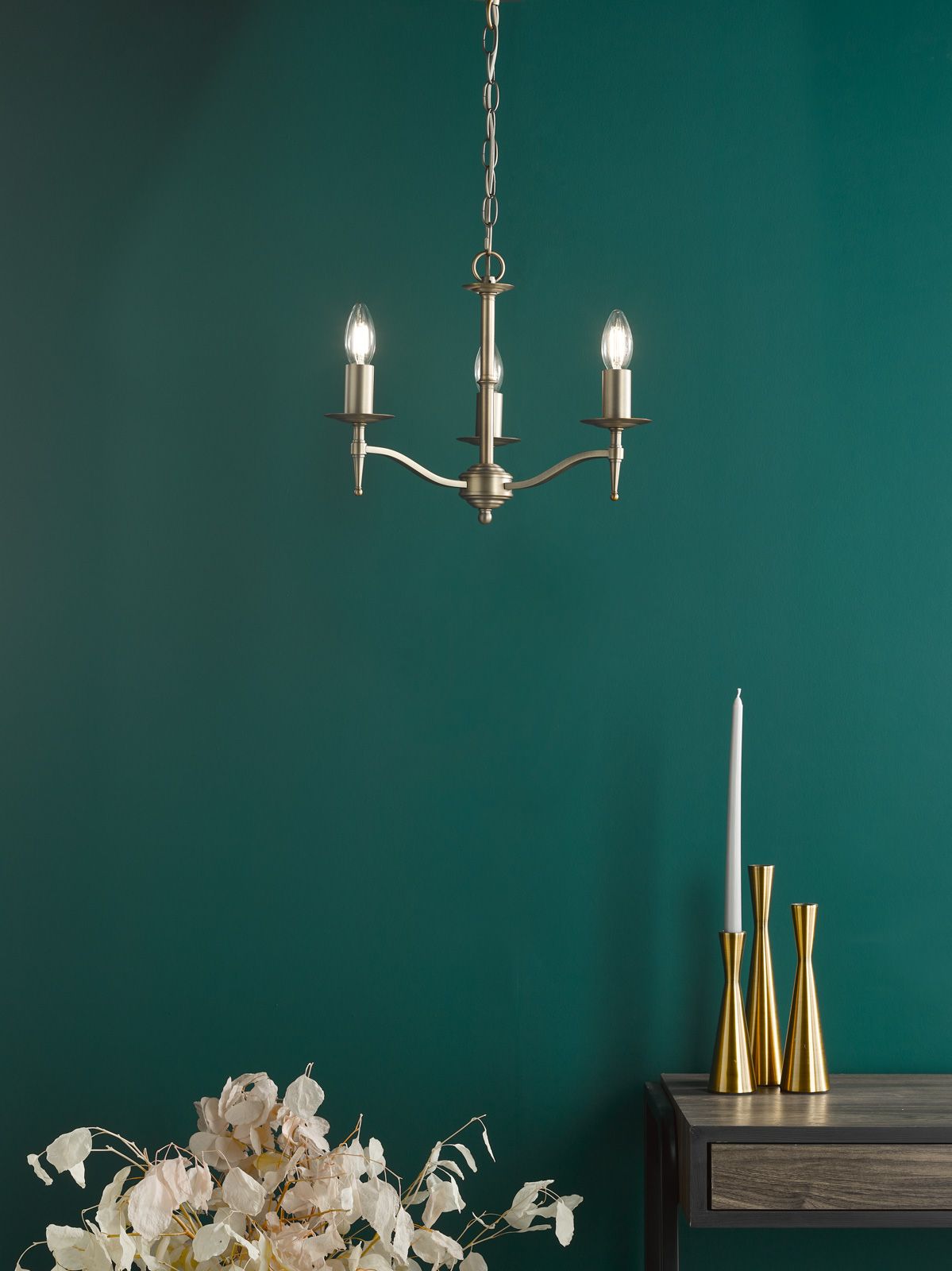 English Heritage Marble Hill 3 Light Armed Fitting Aged Brass Fitting Only