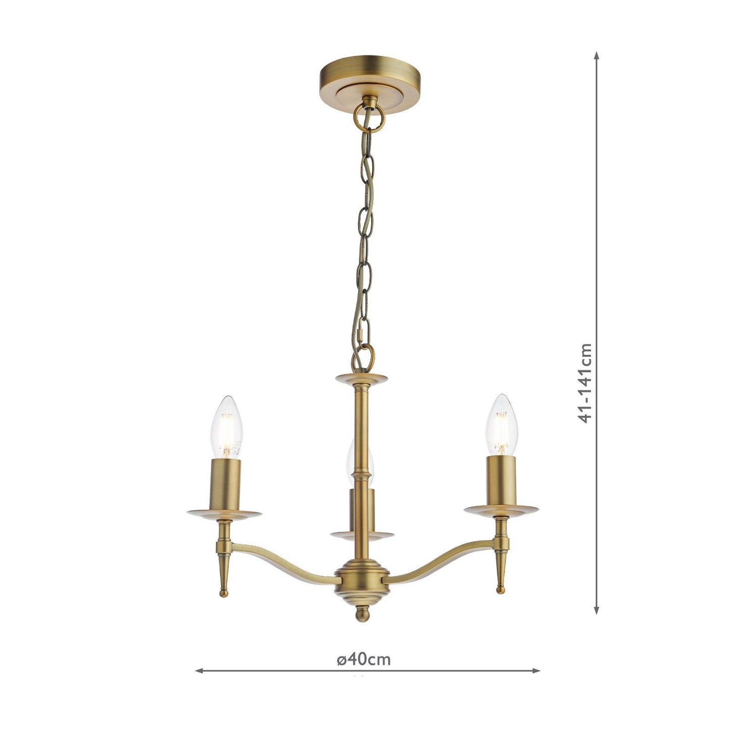 English Heritage Marble Hill 3 Light Armed Fitting Aged Brass Fitting Only