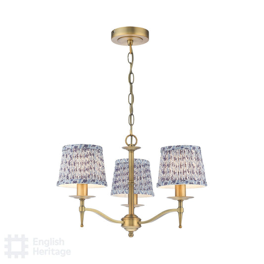 English Heritage Marble Hill 3 Light Armed fitting Aged Brass With Shade