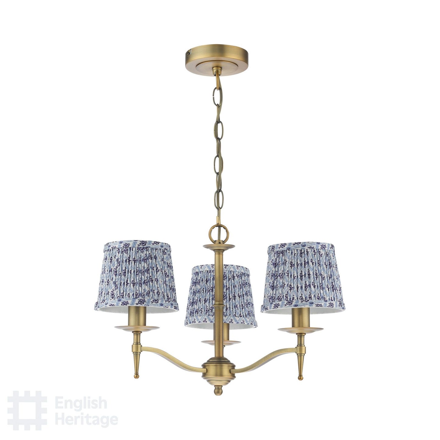 English Heritage Marble Hill 3 Light Armed fitting Aged Brass With Shade