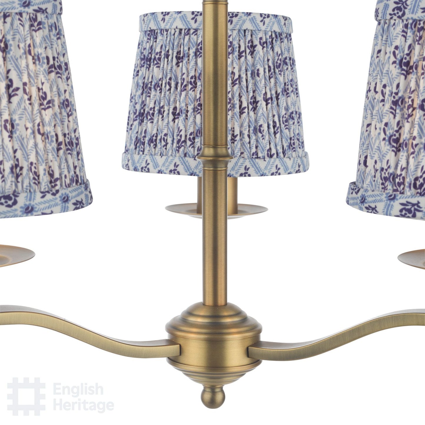 English Heritage Marble Hill 3 Light Armed fitting Aged Brass With Shade