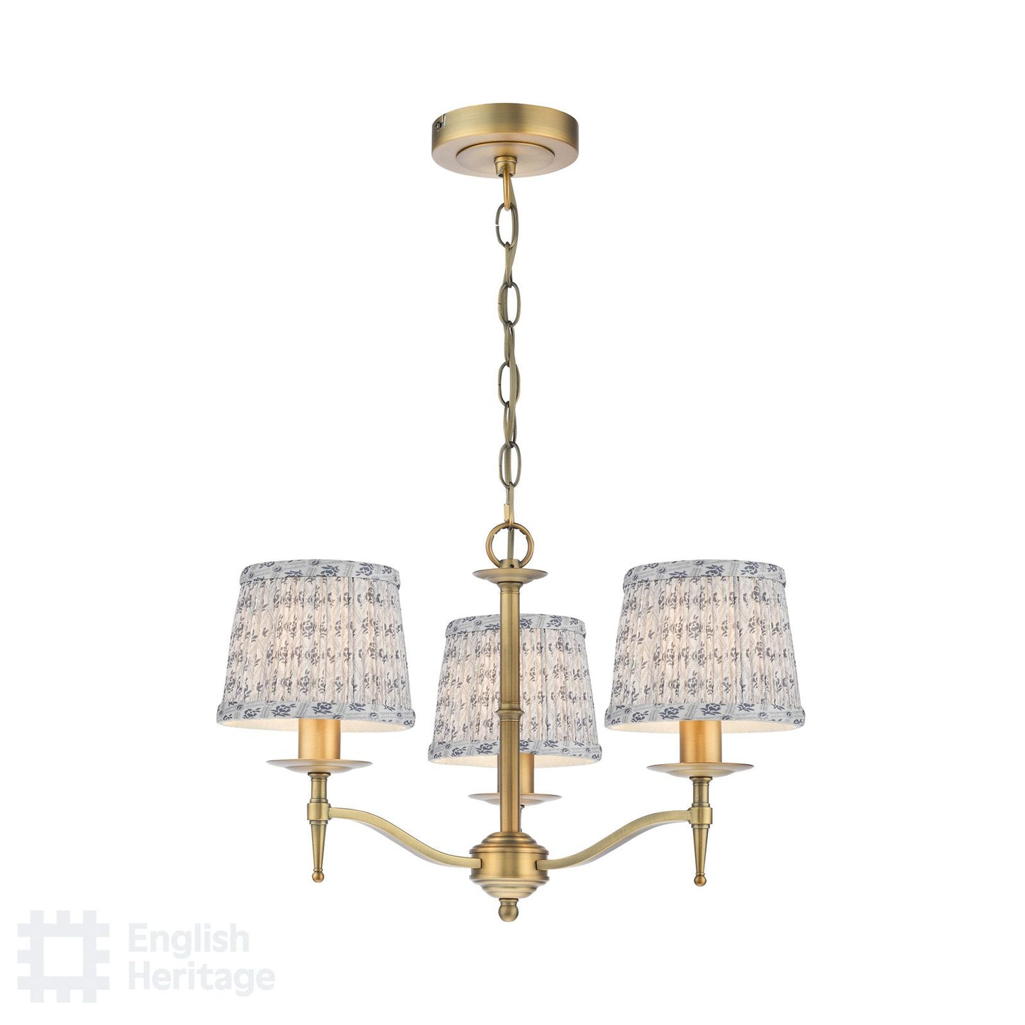 English Heritage Marble Hill 3 Light Armed fitting Aged Brass With Shade