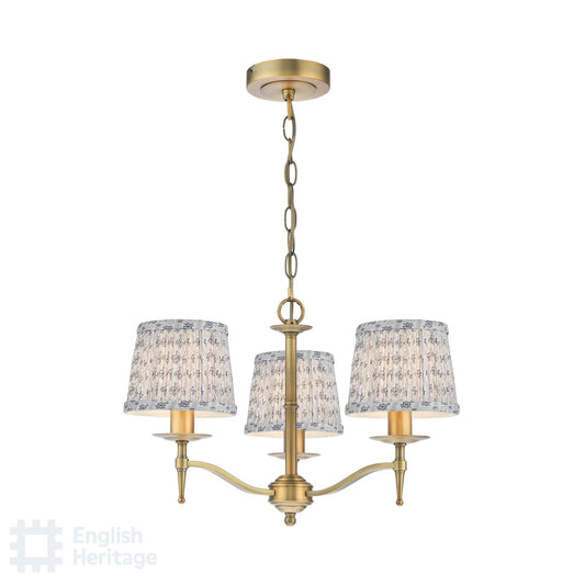 English Heritage Marble Hill 3 Light Armed fitting Aged Brass With Shade