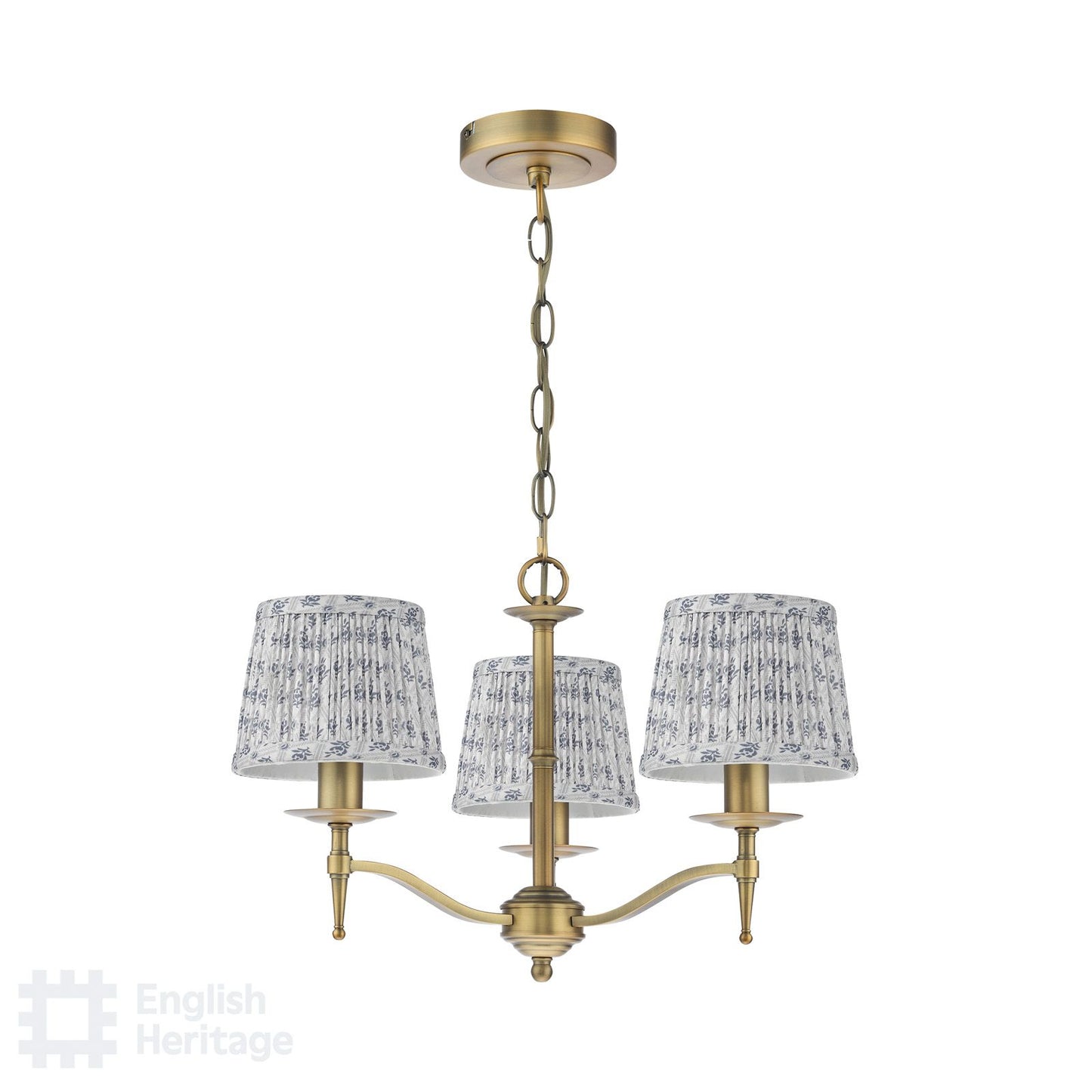 English Heritage Marble Hill 3 Light Armed fitting Aged Brass With Shade