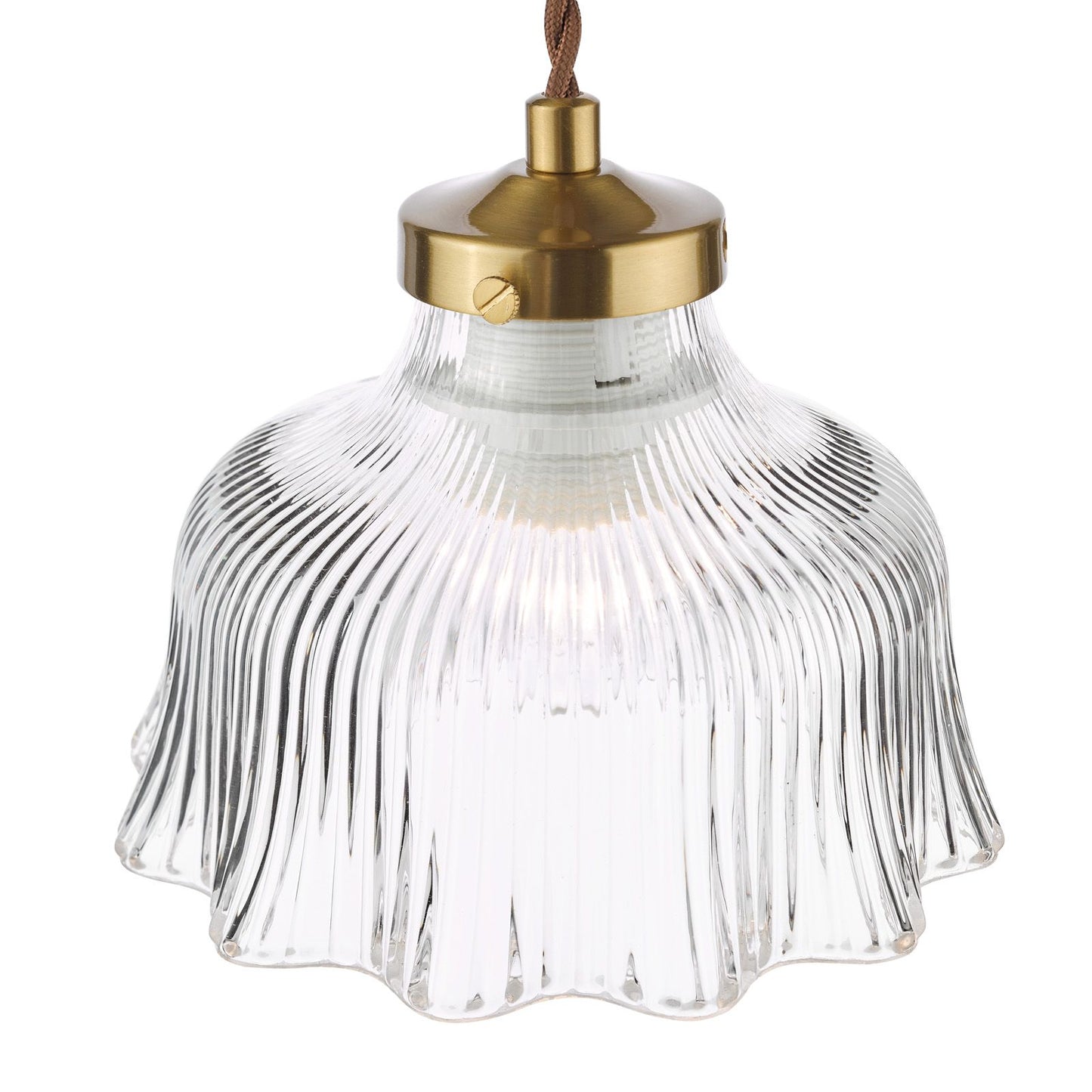 Maude Pendant Natural Brass and Ribbed Glass